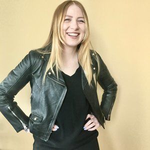 ZARA GENUINE/REAL Leather Biker Jacket - Black